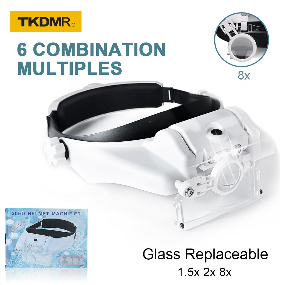 Electronics Repair Glasses - TKDMR lupa de diadema con 3LED,