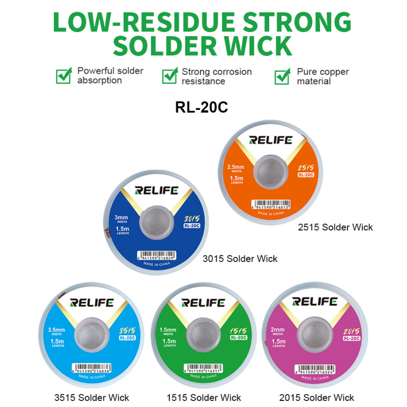 Solder Wick Braid - RELIFE RL-20C mecha de soldadura para