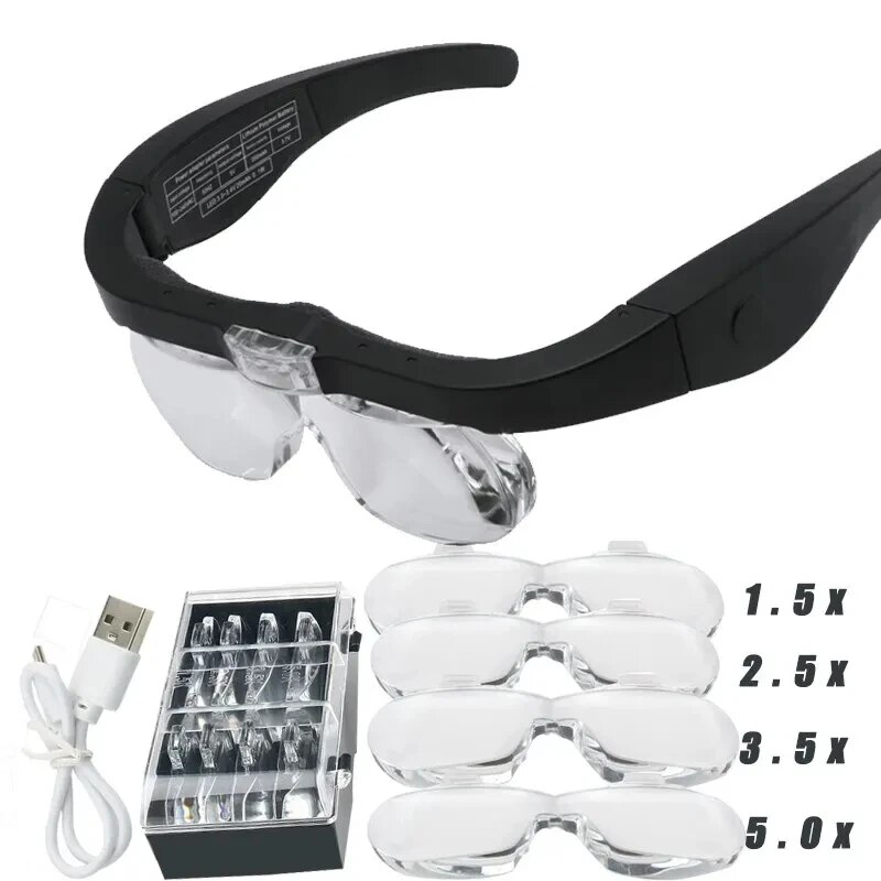 Electronics Repair Glasses - Lupas montadas en la cabeza con