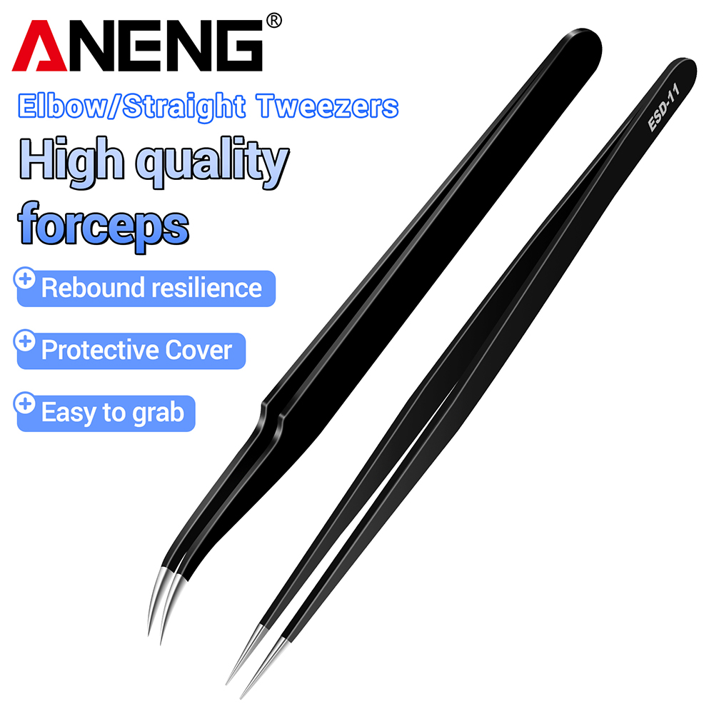 Smd Tweezer Set - Pinzas de acero inoxidable ANENG, punta