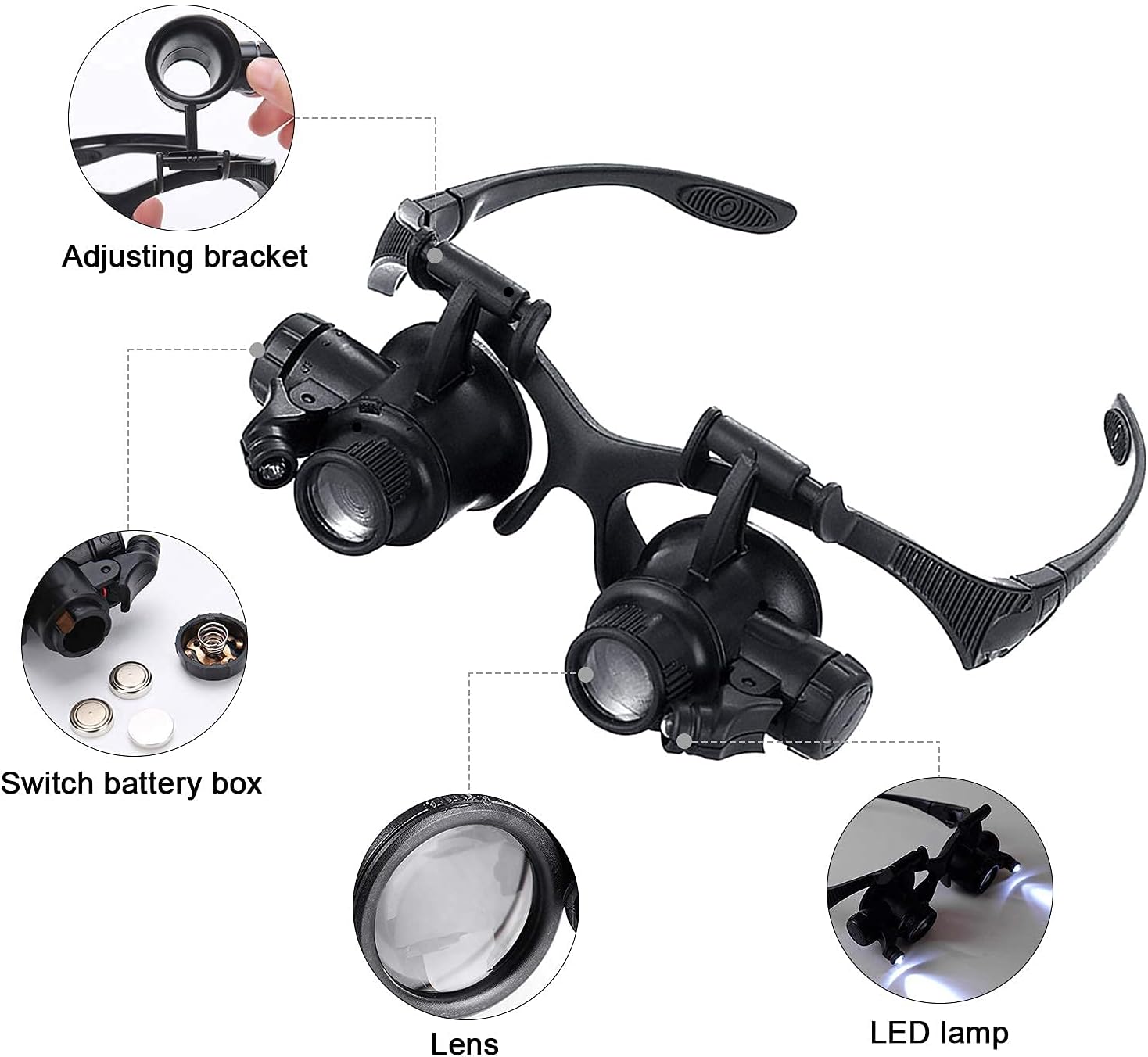 Lupa montada en la cabeza con  - Electronics Repair Glasses reseña y precio