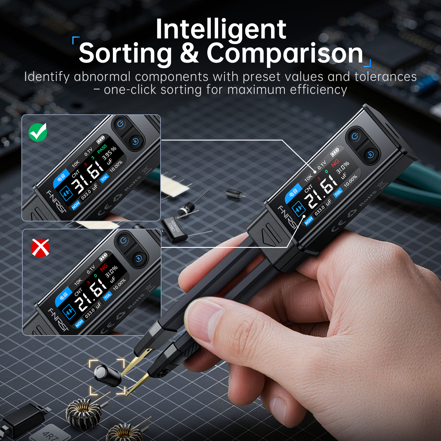 FNIRSI LCR-ST2 Mini pinzas int - Smd Tweezer Set reseña y precio