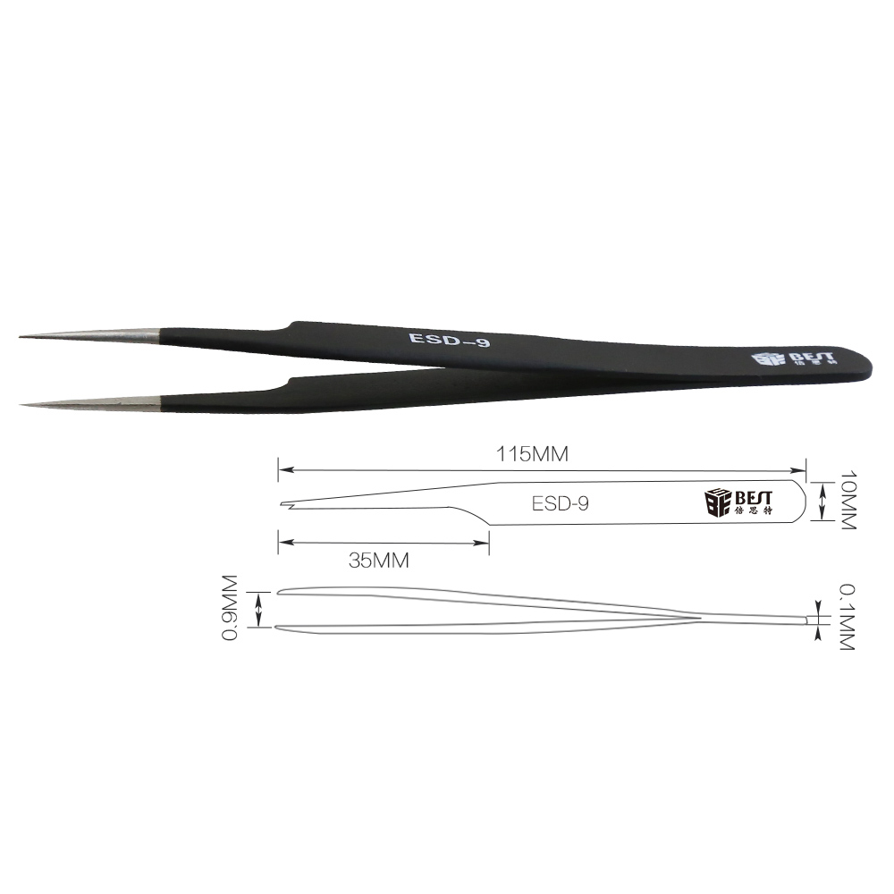 Pinzas antiestáticas BST-ESD-9 - Smd Tweezer Set reseña y precio