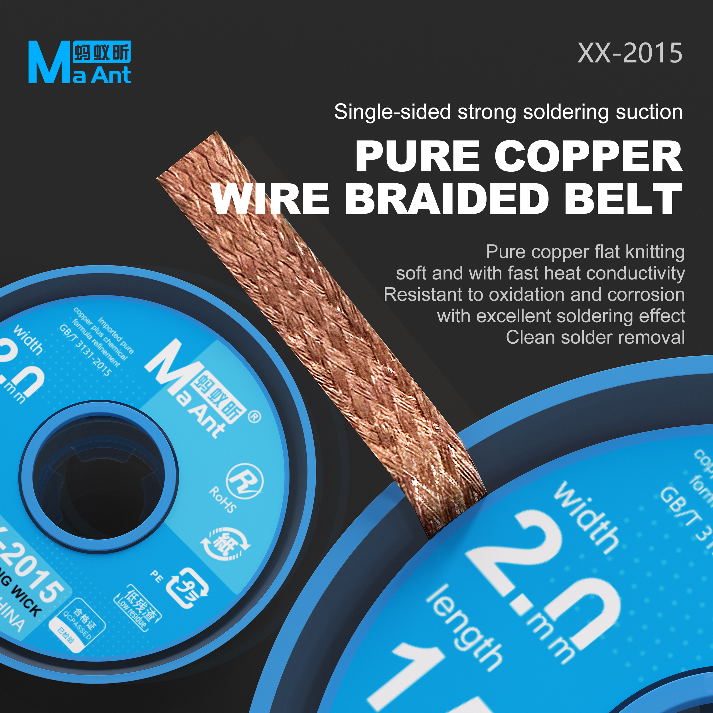 MaAnt Blue Whale Tira de Desol - Solder Wick Braid reseña y precio