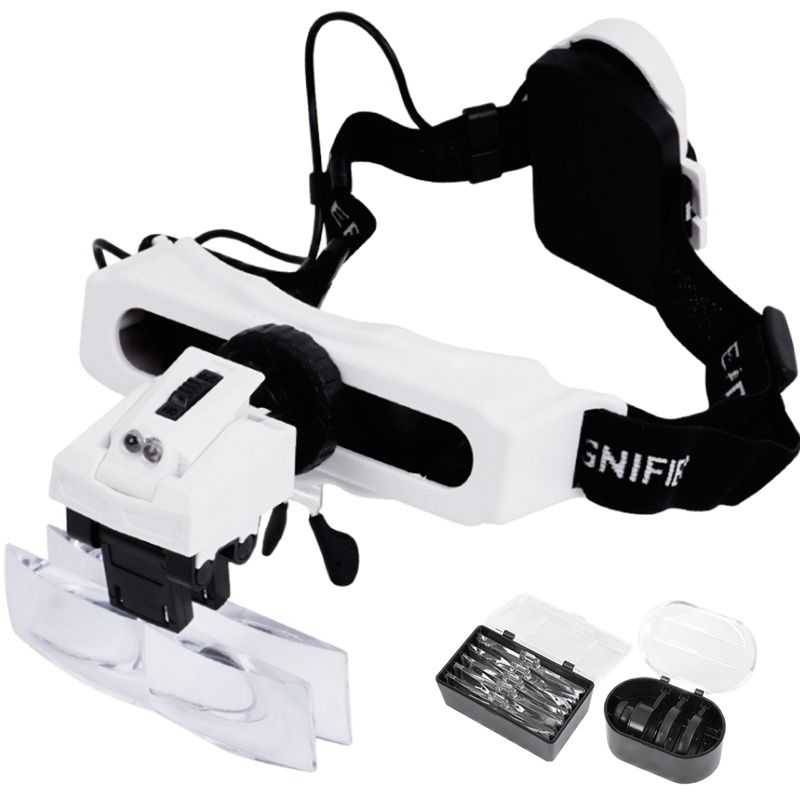 Lupa de diadema iluminada con  - Electronics Repair Glasses reseña y precio