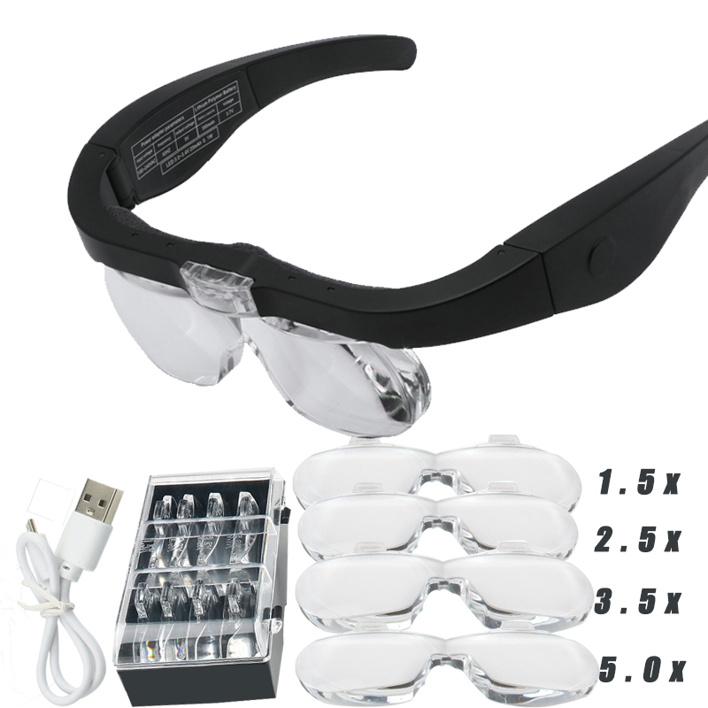Lupas Lupa 1.5X 2.5X 3.5X 5.0X - Electronics Repair Glasses reseña y precio