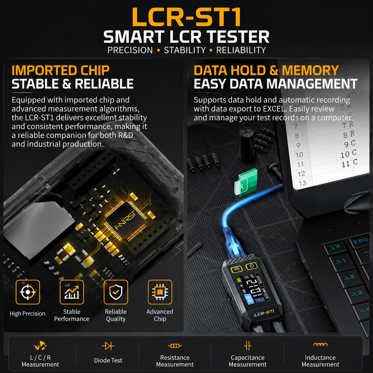 FNIRSI LCR-ST1 Mini Pinza Inte - Smd Tweezer Set reseña y precio