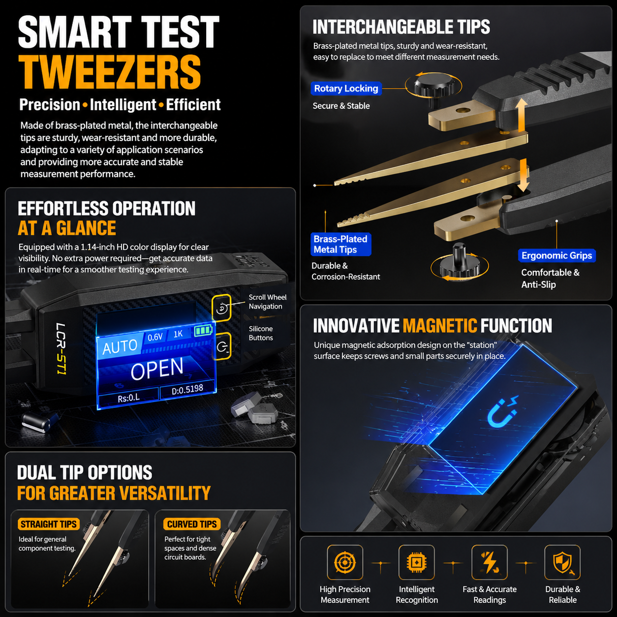 FNIRSI LCR-ST1 Mini Pinza Inte - Smd Tweezer Set reseña y precio