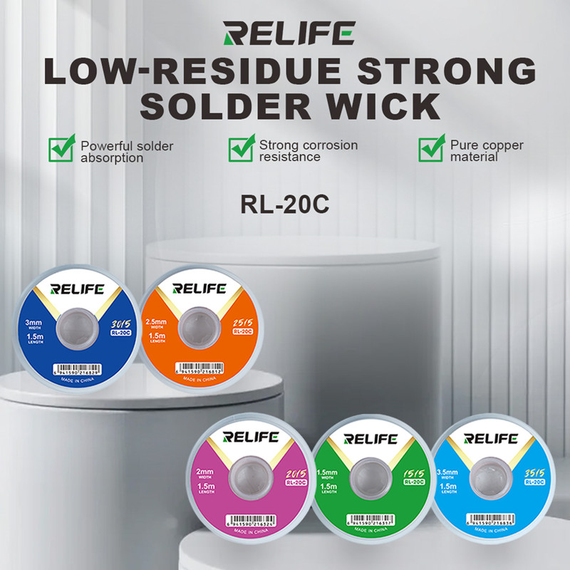 RELIFE RL-20C mecha de soldadu - Solder Wick Braid reseña y precio