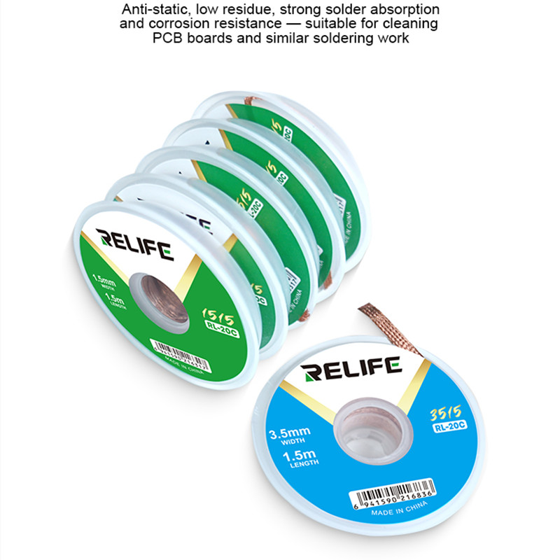 RELIFE RL-20C mecha de soldadu - Solder Wick Braid reseña y precio