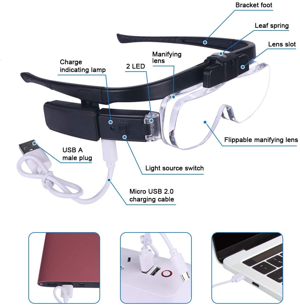 Lupa 1,5X/2X/ 2,5X/3,5X/4X/4,5 - Electronics Repair Glasses reseña y precio